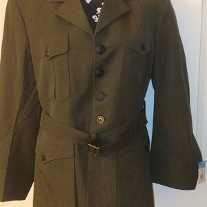 Men's Classic Military Green Belted Coat